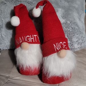 Red Naughty and Nice Gnome Decor